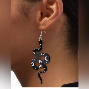 Black Celestial Snake 3" Drop Earrings